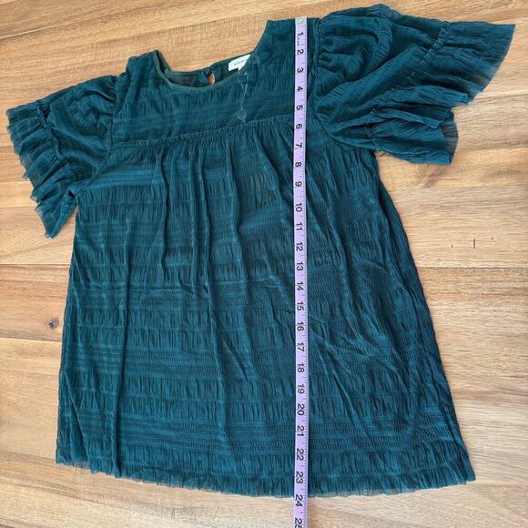 MAX STUDIO Mesh Lace Top In Forrest Green Womens Sz Small Garden Fairy Witchy - Picture 12 of 14